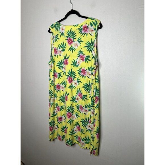 Land’s End Women’s Dress Cover Up 1X 16W-18W 100% Cotton Jersey Floral Pockets - Picture 11 of 12